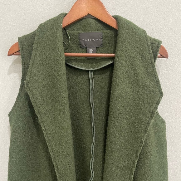 Tahari Wool Blend Dark Green Duster/Vest (M) - Picture 7 of 12
